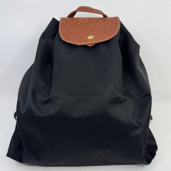 Longchamp Handbags - Vintage LONGCHAMP Black Nylon Backpack with w/ Drawstring